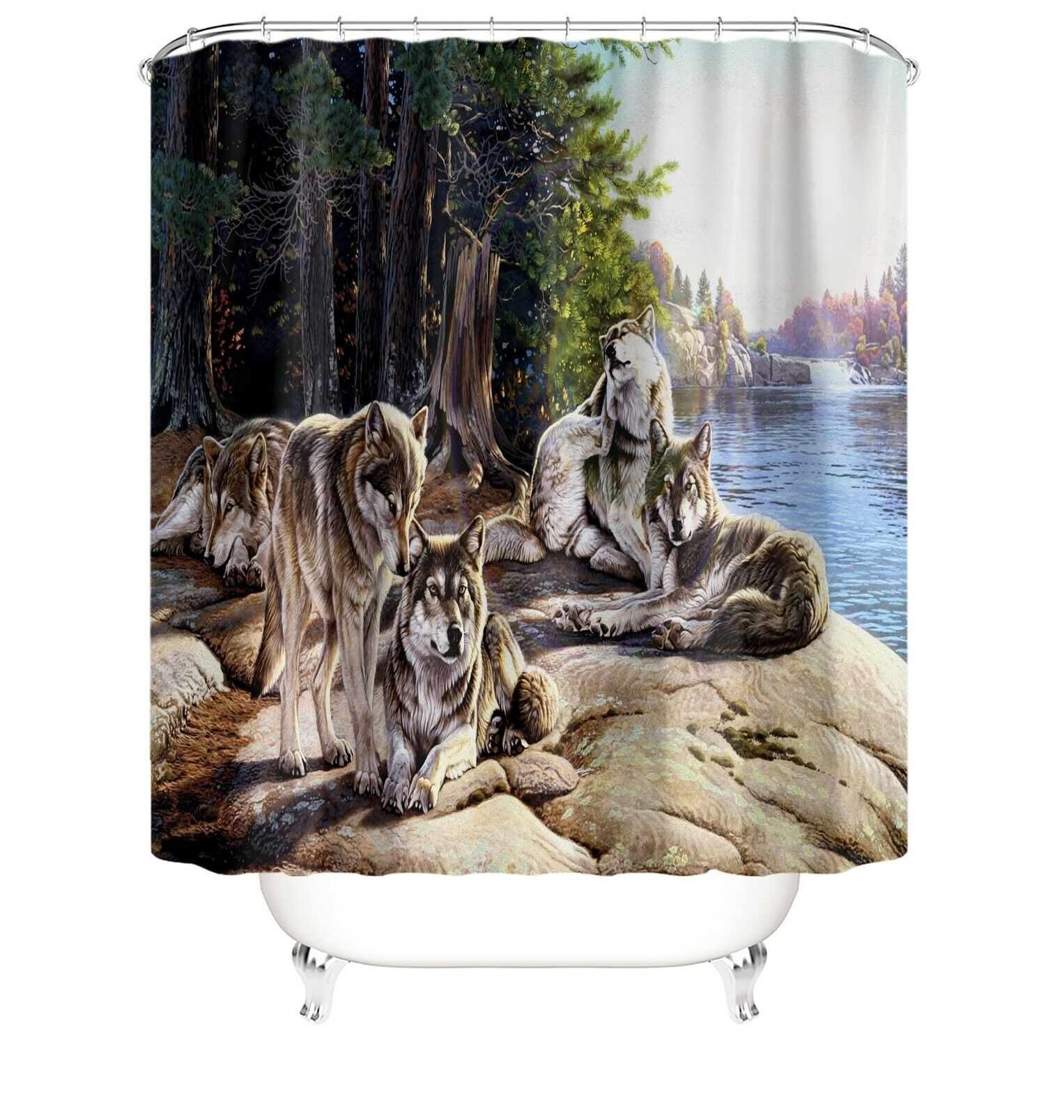 Wolf Pack Shower Curtain Bathroom - Fang-tastic Bathroom Accessory
