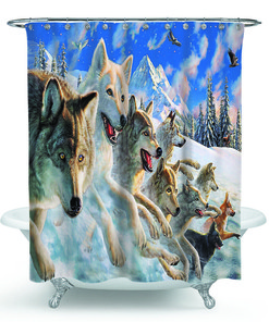 Wolf Pack Shower Curtain Bathroom - Wild Pack Animal Dcor