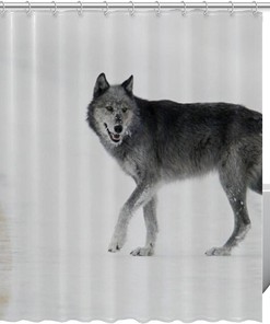 Wolf Pattern Shower Curtain - Gray Wolf Bathroom Accessory