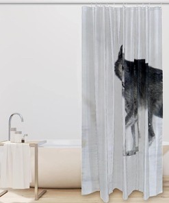 Wolf Pattern Shower Curtain - Gray Wolf Bathroom Accessory