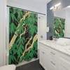 Wolf Pattern Shower Curtain, Leaf And Green Bathtub Curtains, Fabric Curtain, Nature Inspired Bathroom Decor