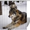 Wolf Pattern Shower Curtain - Lovable Wolf Print Fabric Shower Curtain  