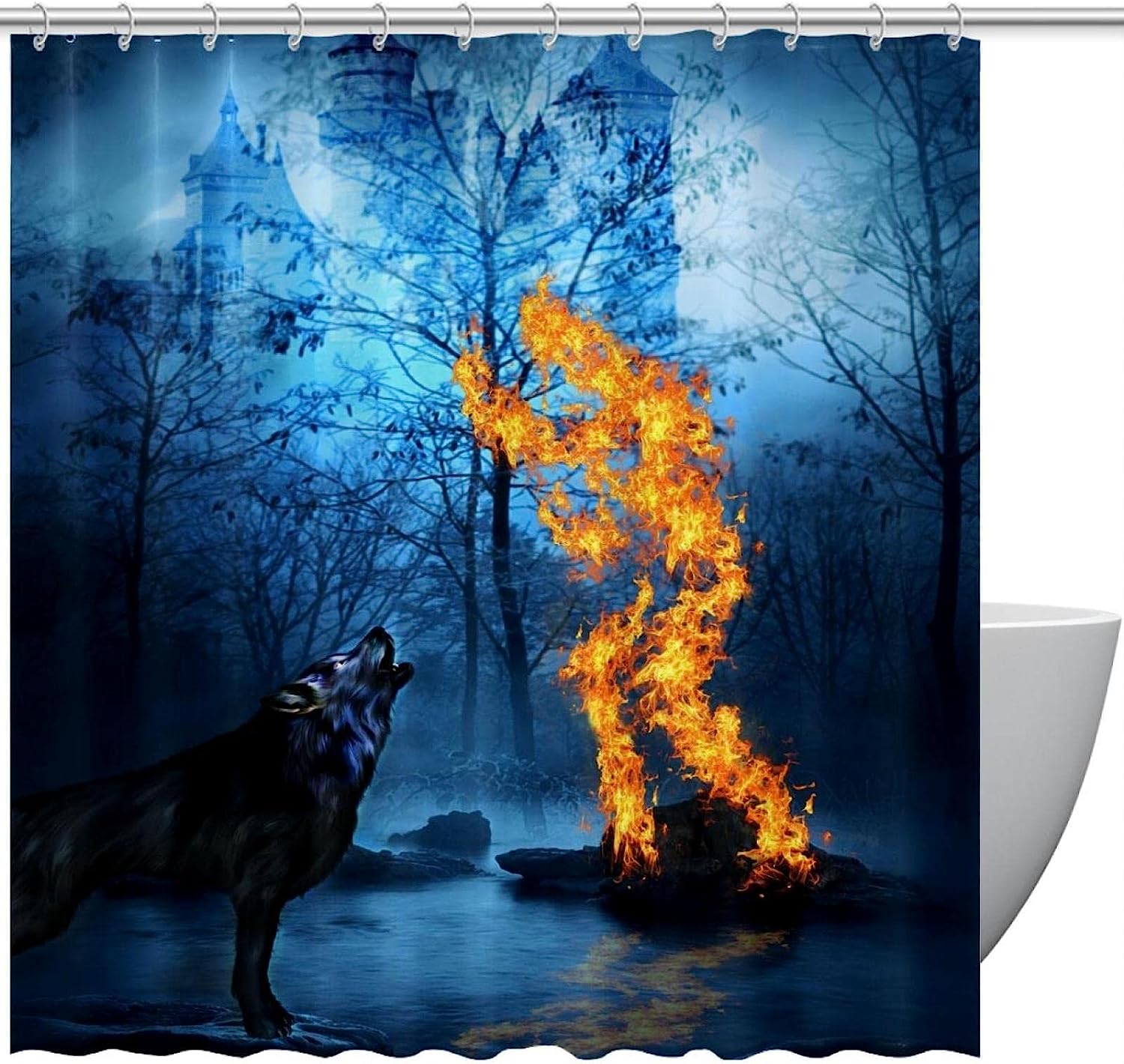 Wolf Pattern Shower Curtain - Predatory Wolf Bathroom Dcor