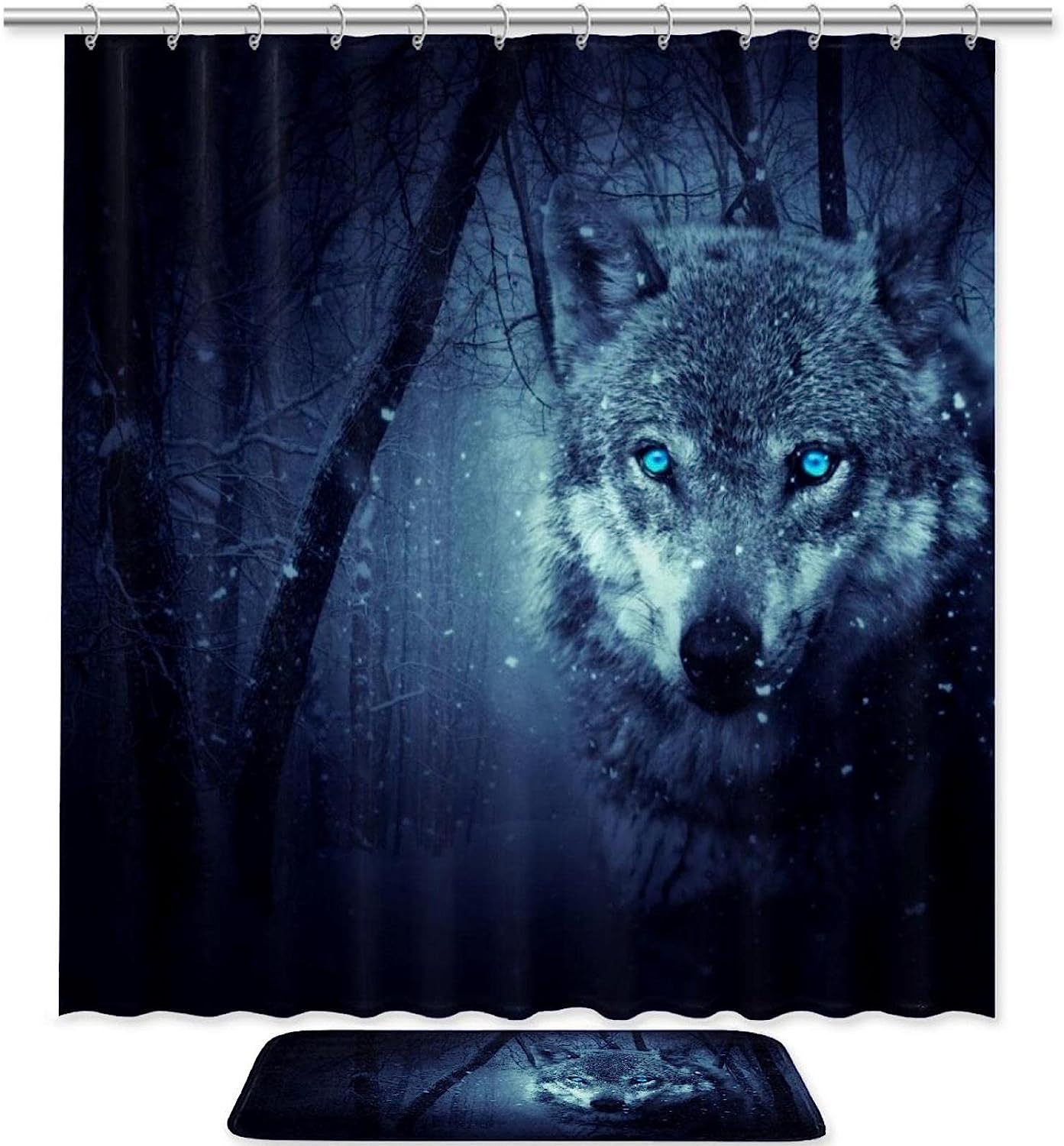 Wolf Pattern, Waterproof Shower Curtain Bathroom Curtain - Sturdy Wolf-Eyed Waterproof Bathroom Accessory