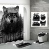 Wolf Polyester Fabric Shower Curtain for Rustic Bathroom Decor 