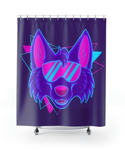 Wolf Portrait Shower Curtain - Retro Bathroom Decor