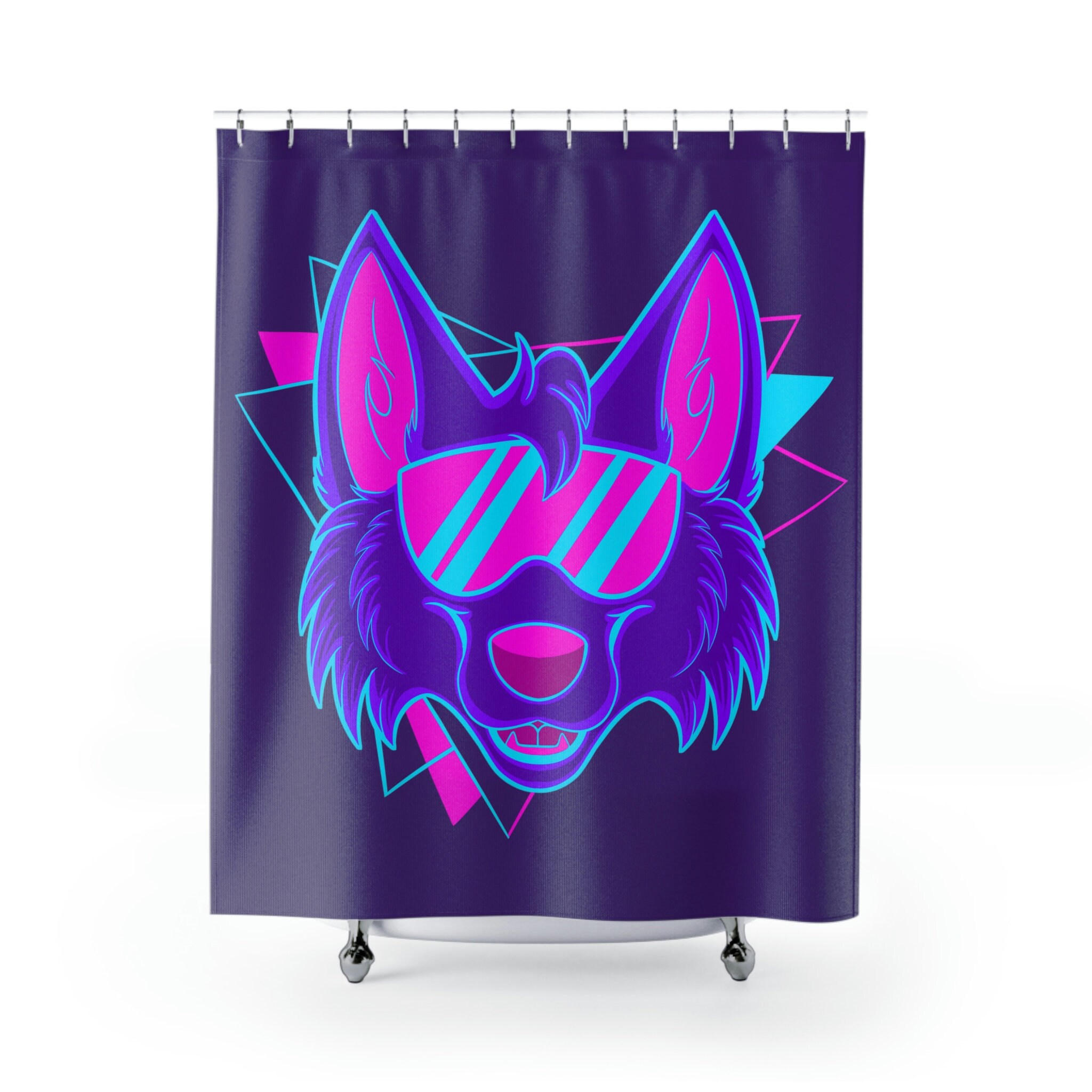 Wolf Portrait Shower Curtain - Retro Bathroom Decor