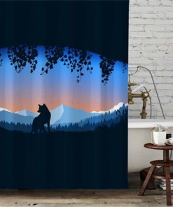 Wolf Portrait Shower Curtain with Animal Print for Bathroom Decor 