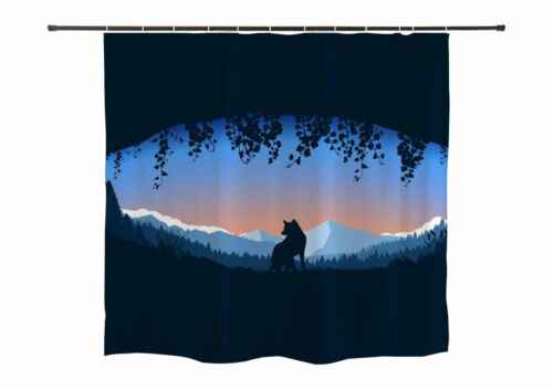 Wolf Portrait Shower Curtain with Animal Print for Bathroom Decor
