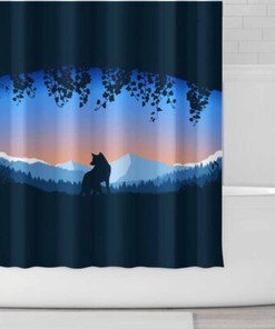 Wolf Portrait Shower Curtain with Animal Print for Bathroom Decor