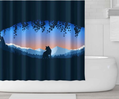 Wolf Portrait Shower Curtain with Animal Print for Bathroom Decor