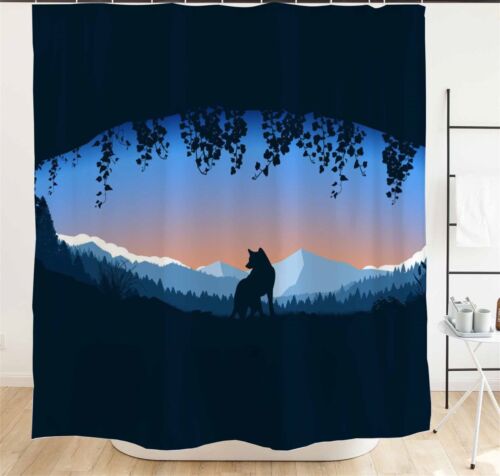 Wolf Portrait Shower Curtain with Animal Print for Bathroom Decor