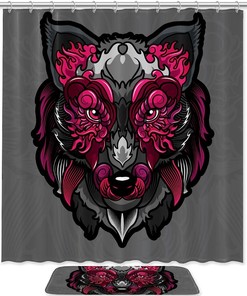 Wolf Print Shower Curtain For Rustic Bathroom Decor