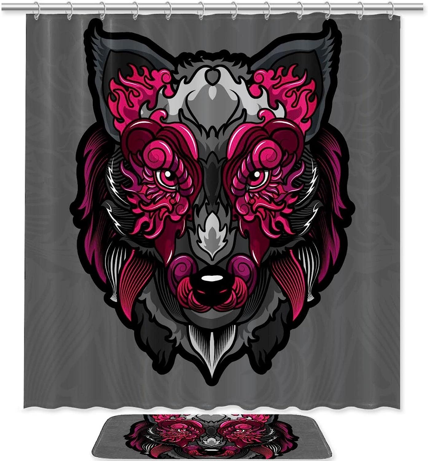 Wolf Print Shower Curtain For Rustic Bathroom Decor