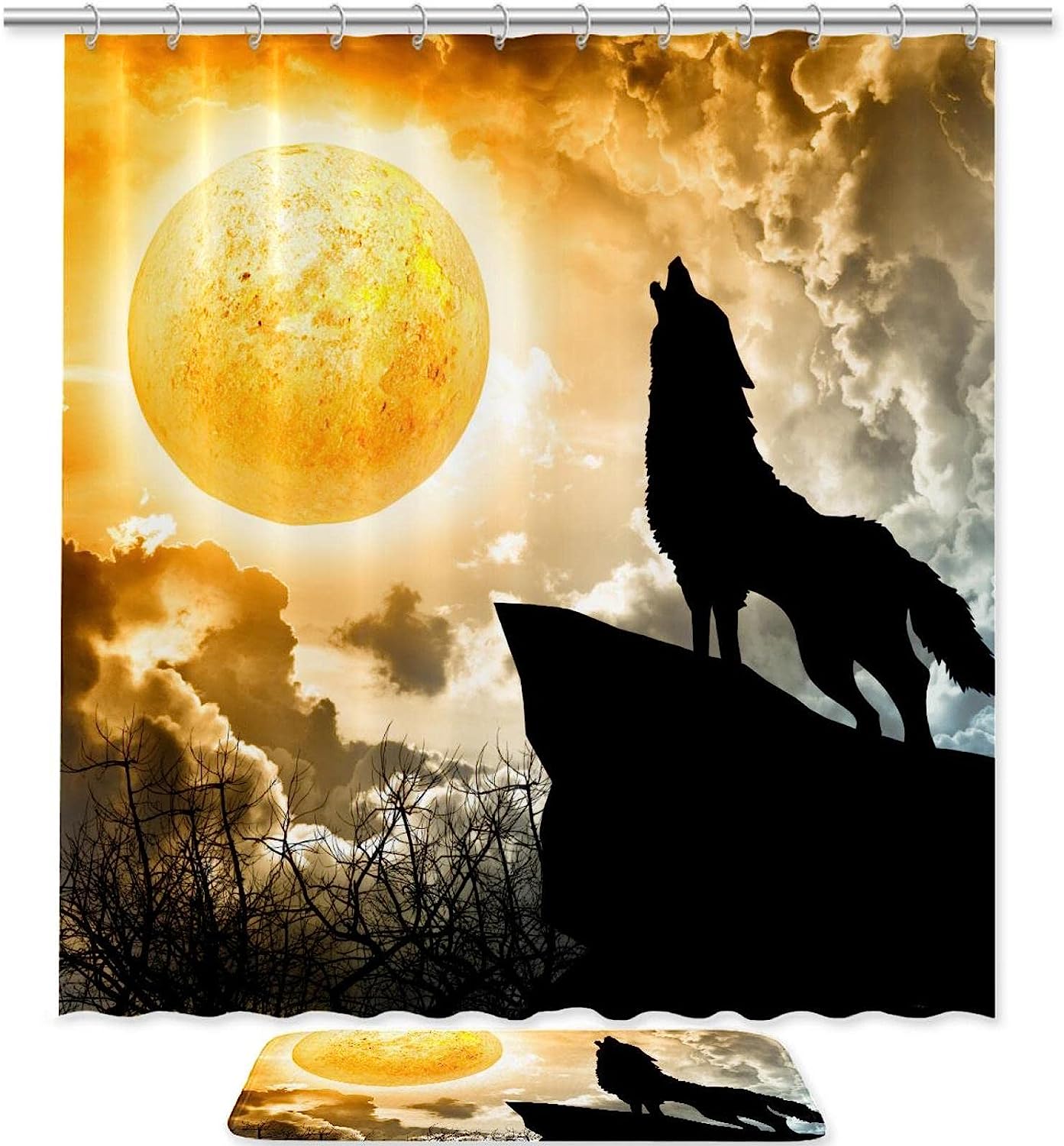 Wolf Print Waterproof Animal Shower Curtain For Bathroom