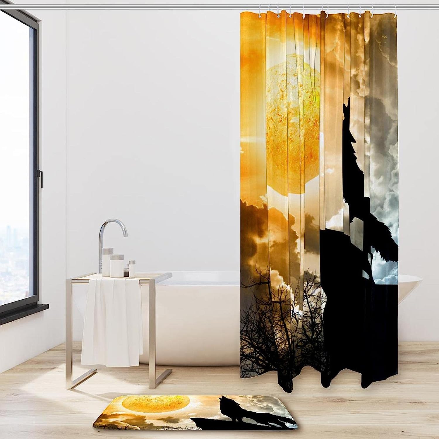 Wolf Print Waterproof Animal Shower Curtain For Bathroom - Image 2