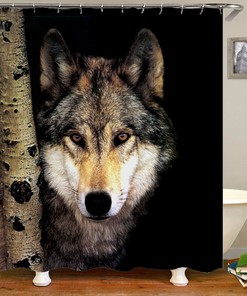 Wolf Print Waterproof Bathroom Shower Curtain