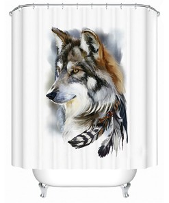 Wolf Shower Curtain, Animal, Bathroom, Waterproof - Natures Guardian Wolf Print Bathroom Accessory