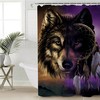 Wolf Shower Curtain, Animal, Dreamcatcher, Bathroom, Waterproof - Dreamlike Wolf Print Waterproof Bathroom Accessory