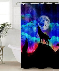 Wolf Shower Curtain, Animal Shower Curtain, Bathroom, Waterproof - Nature-Inspired Wolf Print Bathroom Accessory