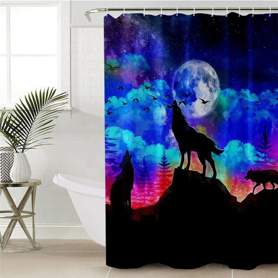 Wolf Shower Curtain, Animal Shower Curtain, Bathroom, Waterproof - Nature-Inspired Wolf Print Bathroom Accessory