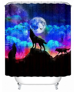 Wolf Shower Curtain, Animal Shower Curtain, Bathroom, Waterproof - Nature-Inspired Wolf Print Bathroom Accessory