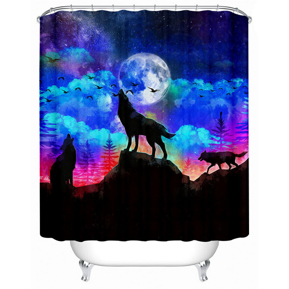 Wolf Shower Curtain, Animal Shower Curtain, Bathroom, Waterproof - Nature-Inspired Wolf Print Bathroom Accessory