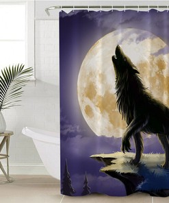 Wolf Shower Curtain, Animal Shower Curtain, Bathroom, Waterproof - Wild Wolf Print Waterproof Bathroom Accessory