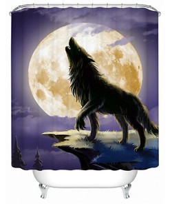 Wolf Shower Curtain, Animal Shower Curtain, Bathroom, Waterproof - Wild Wolf Print Waterproof Bathroom Accessory