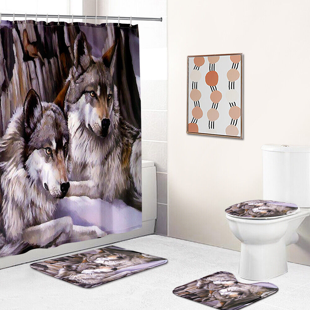 Wolf Shower Curtain Bathroom - Bold Wolf Print Bathroom Dcor
