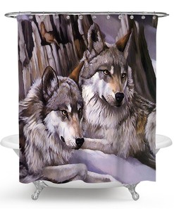 Wolf Shower Curtain Bathroom - Bold Wolf Print Bathroom Dcor