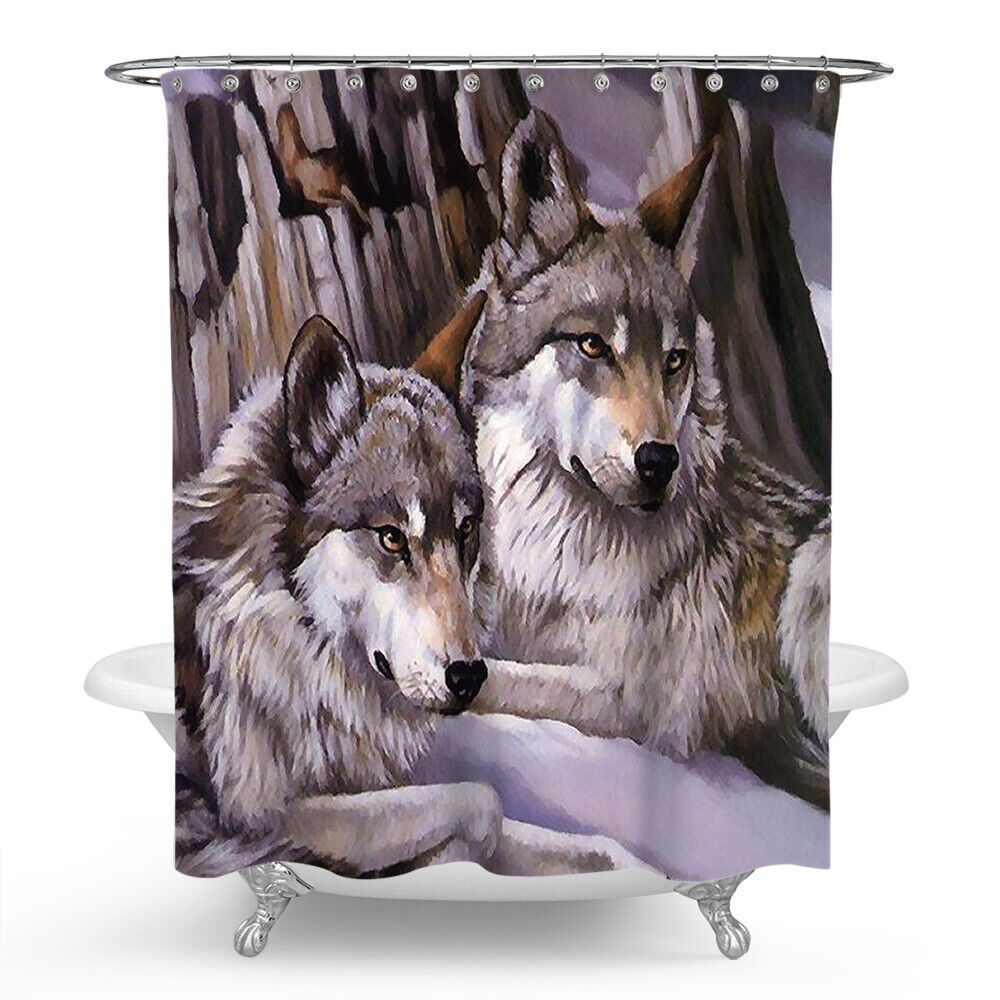 Wolf Shower Curtain Bathroom - Bold Wolf Print Bathroom Dcor