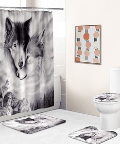 Wolf Shower Curtain Bathroom - Dark Wolf Dcor