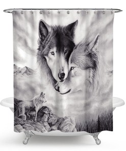 Wolf Shower Curtain Bathroom - Dark Wolf Dcor
