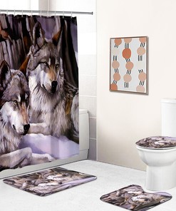 Wolf Shower Curtain Bathroom - Dark Wolf Print Bathroom Dcor 