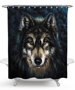 Wolf Shower Curtain Bathroom - Ferocious Full Moon Wolf Print Bathroom Dcor