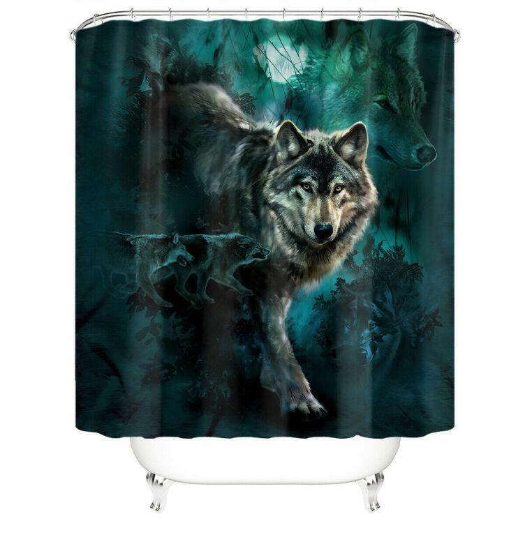 Wolf Shower Curtain Bathroom - Ferocious Wolf Print Bathroom Dcor