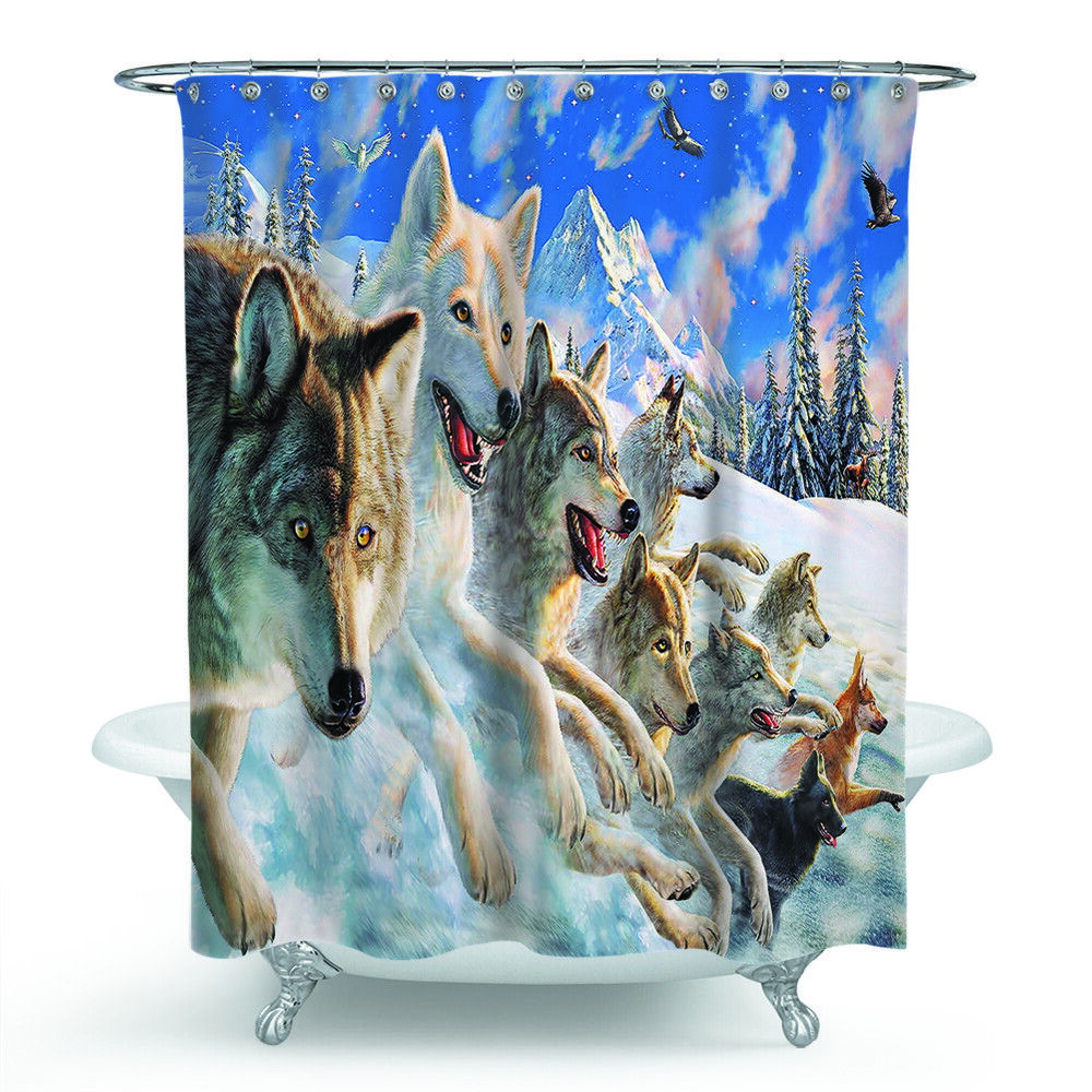 Wolf Shower Curtain Bathroom - Lovable Wolf Pack Bathroom Accessory