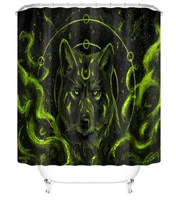 Wolf Shower Curtain Bathroom - Lunar Canine Bathroom Accessory