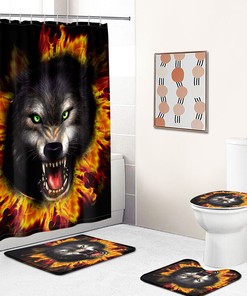 Wolf Shower Curtain Bathroom - Predatory Wolf Print Bathroom Dcor 