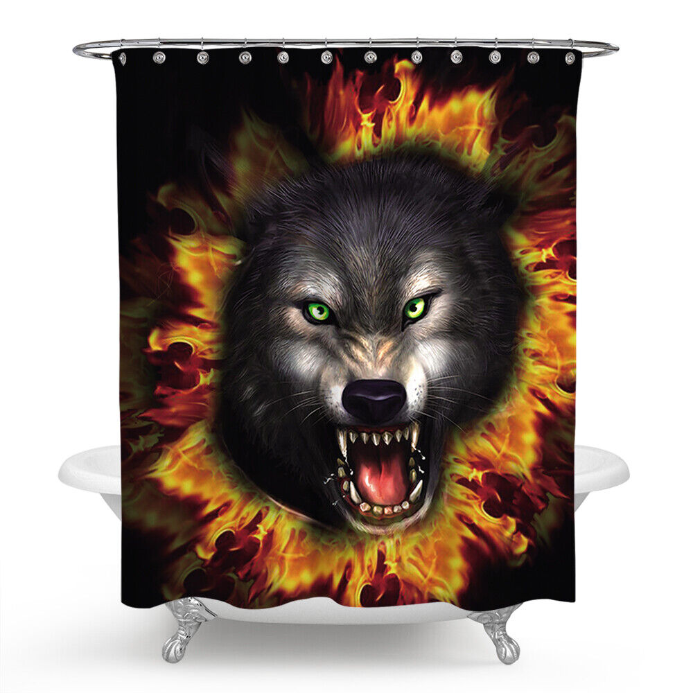 Wolf Shower Curtain Bathroom - Predatory Wolf Print Bathroom Dcor