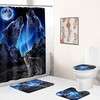 Wolf Shower Curtain Bathroom - Protective Gray Wolf Print Bathroom Accessory 