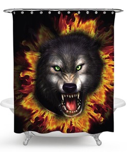 Wolf Shower Curtain Bathroom - Serene Lunar Canine Bathroom Accessory
