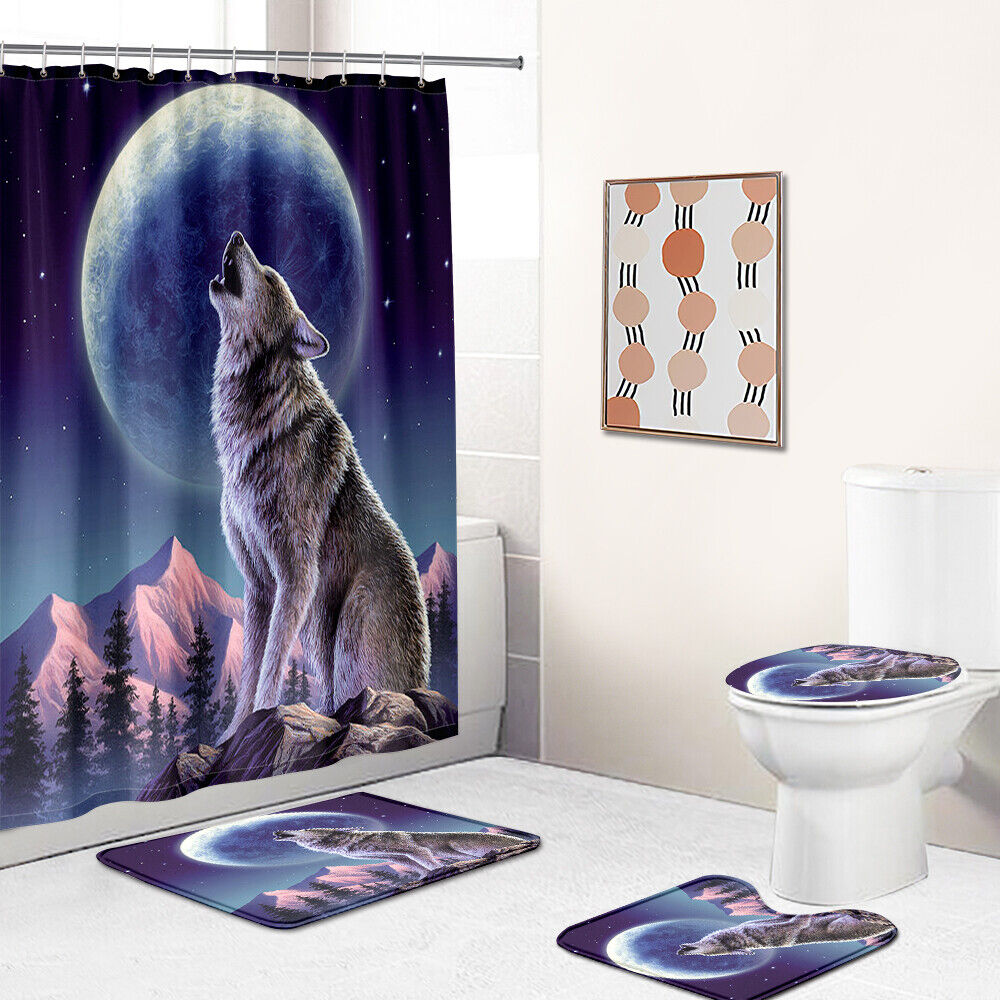 Wolf Shower Curtain Bathroom - Sleek Wolf Print Bathroom Accessory