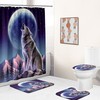 Wolf Shower Curtain Bathroom - Sleek Wolf Print Bathroom Accessory 