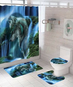 Wolf Shower Curtain Bathroom - Sleek Wolf Print Bathroom Accessory