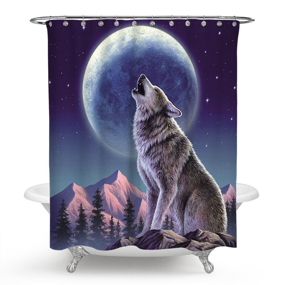 Wolf Shower Curtain Bathroom - Sleek Wolf Print Bathroom Accessory