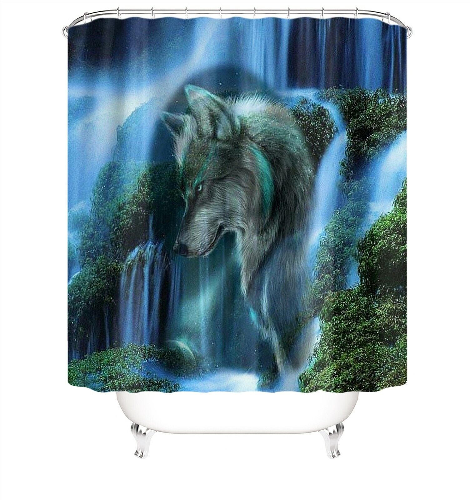 Wolf Shower Curtain Bathroom - Sleek Wolf Print Bathroom Accessory