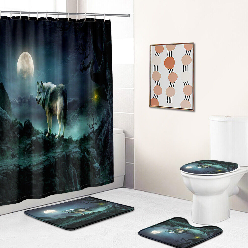 Wolf Shower Curtain Bathroom - Supreme Waterproof Wolf Print Bathroom Accessory