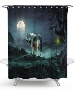 Wolf Shower Curtain Bathroom - Supreme Waterproof Wolf Print Bathroom Accessory